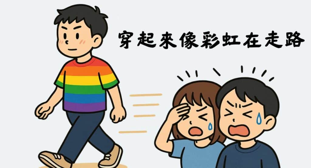 穿起來像彩虹在走路!顏色太多!