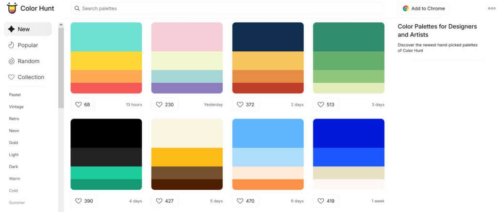 小編的最愛 COLOR HUNT 色票網站!
